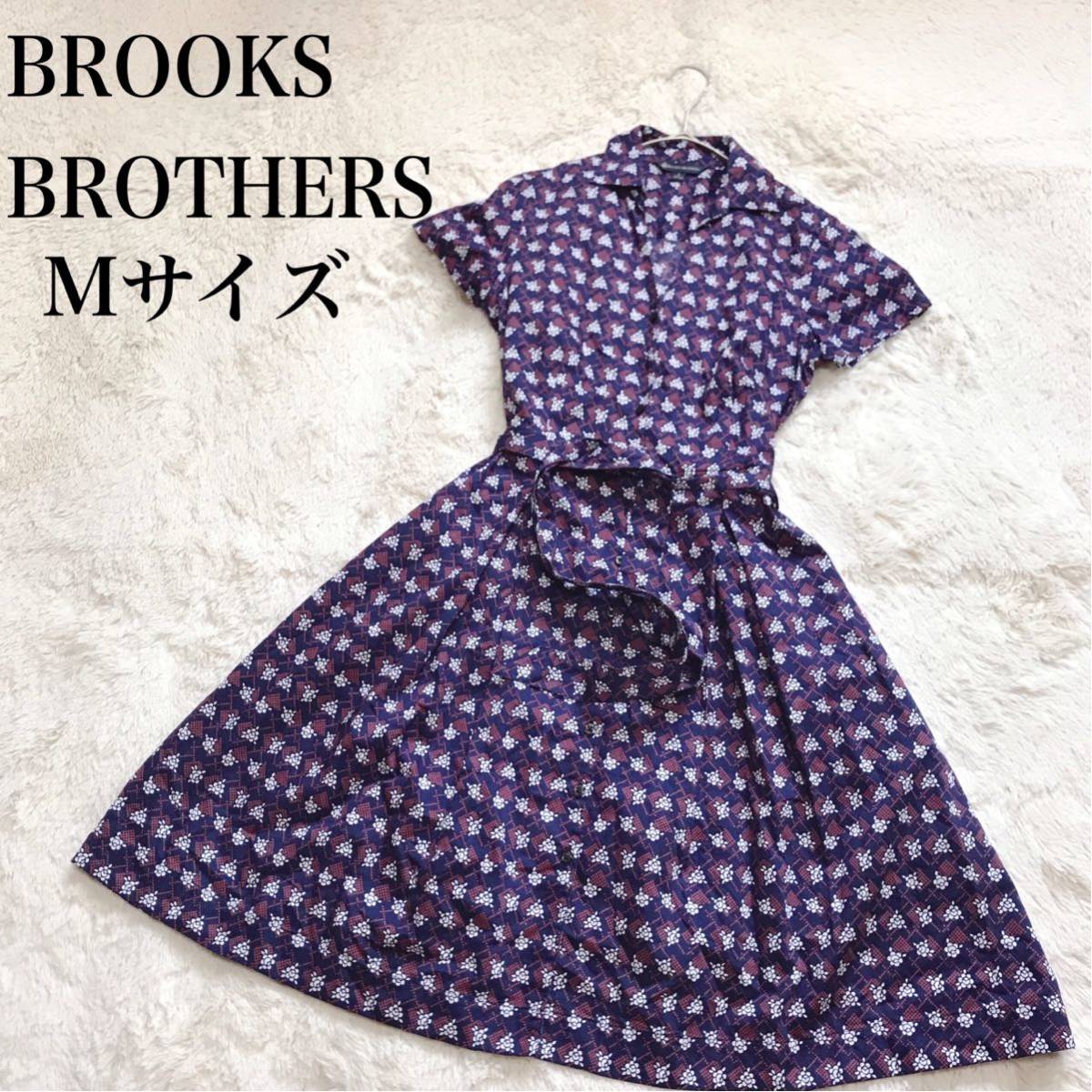  beautiful goods Brooks Brothers check pattern shirt One-piece total pattern collar Brooks Brothers knees height belt ribbon 