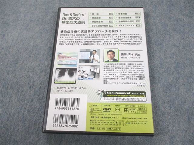 UM12-004 ケアネット Dos＆Don’ts! Dr.青木の感染症大原則 状態良い 2004 DVD1枚 青木眞 16s3C_画像2