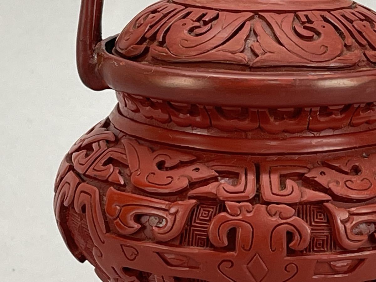 中国 堆朱 香炉 香道具 茶道具