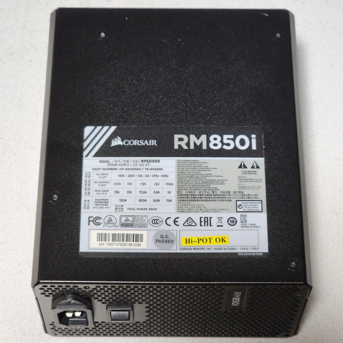CORSAIR RM850i(RPS0009) 850W 80PLUS GOLD認証 ATX電源ユニット 動作確認済み フルプラグイン PCパーツ CORSAIR RM850i(RPS0009) 850W 80PLUS GOLD認証 ATX電源ユニット 動作確認済み フルプラグイン PCパーツ