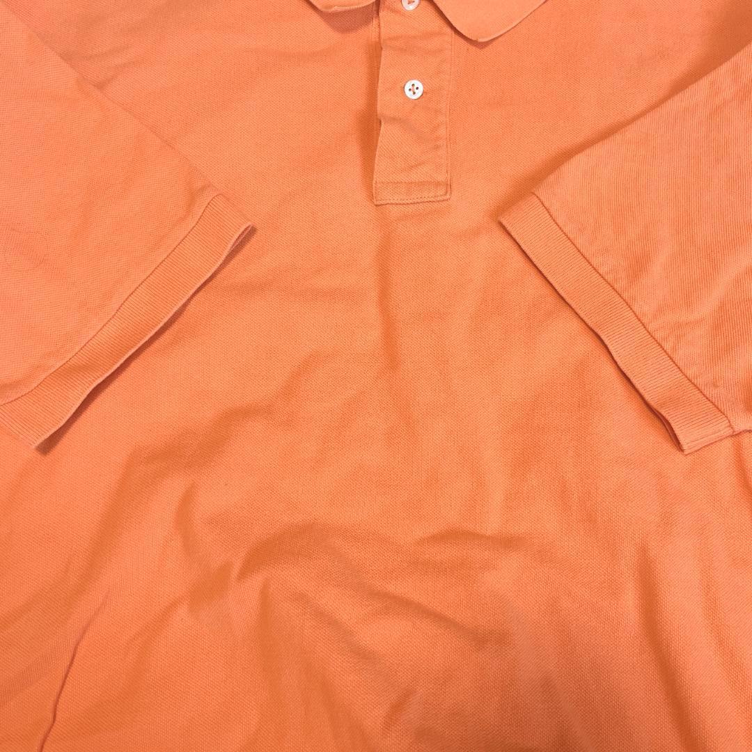 44n ポロラルフローレン 鹿の子 半袖ポロシャツ ポニー刺繍 オレンジ XXXL相当 メンズ夏物古着_画像9