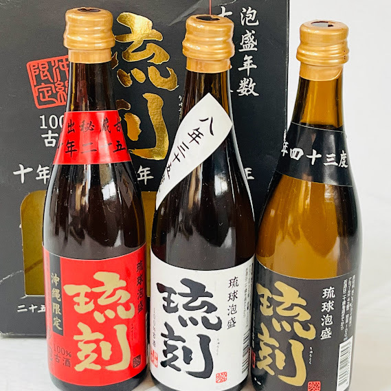 琉刻古酒ミニボトル3本セット琉球泡盛本セット黒度白