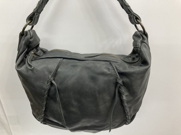  free shipping! handbag shoulder bag cow leather oil leather dark gray .And A And A *SAMPLE unused cheap!