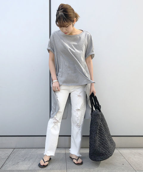 18ss AP STUDIO 別注 アメリカーナ AMERICANA バック ロング ハーフ スリーブ T シャツ gray グレー 新品未使用 即発送可 他多数出品中