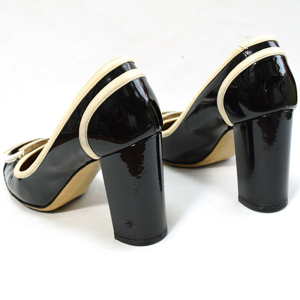  Salvatore Ferragamo■希少　ロゴ金具エナメルパンプス 4（21cm）サルヴァトーレフェラガモ　ラウンドトゥ　セレモニーフォーマル