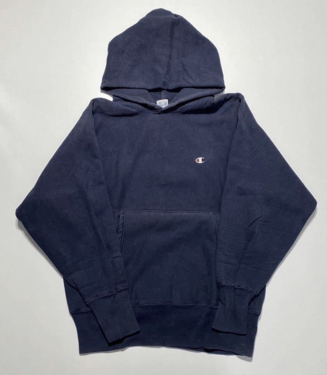 【M】90s Champion Reverse Weave Hoodie 90年代 チャンピオン リバースウィーブ フーディー USA製 目付き ネイビー Y1177