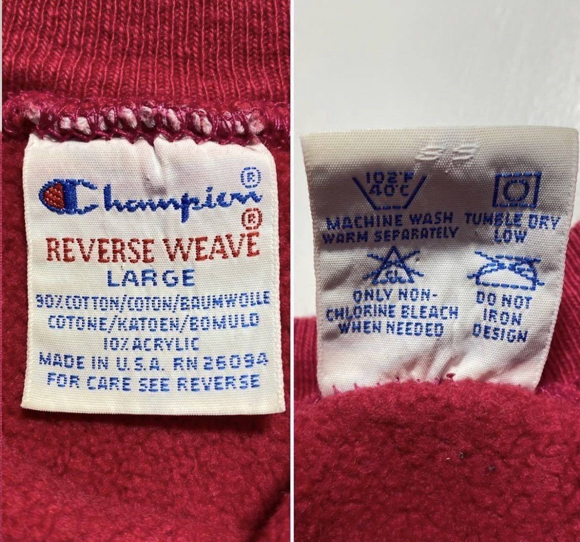 【L】90s Champion Reverse Weave Sweat 90年代 チャンピオン リバースウィーブ スウェット クルーネック 刺繍タグ USA製 目付き R1590_画像6