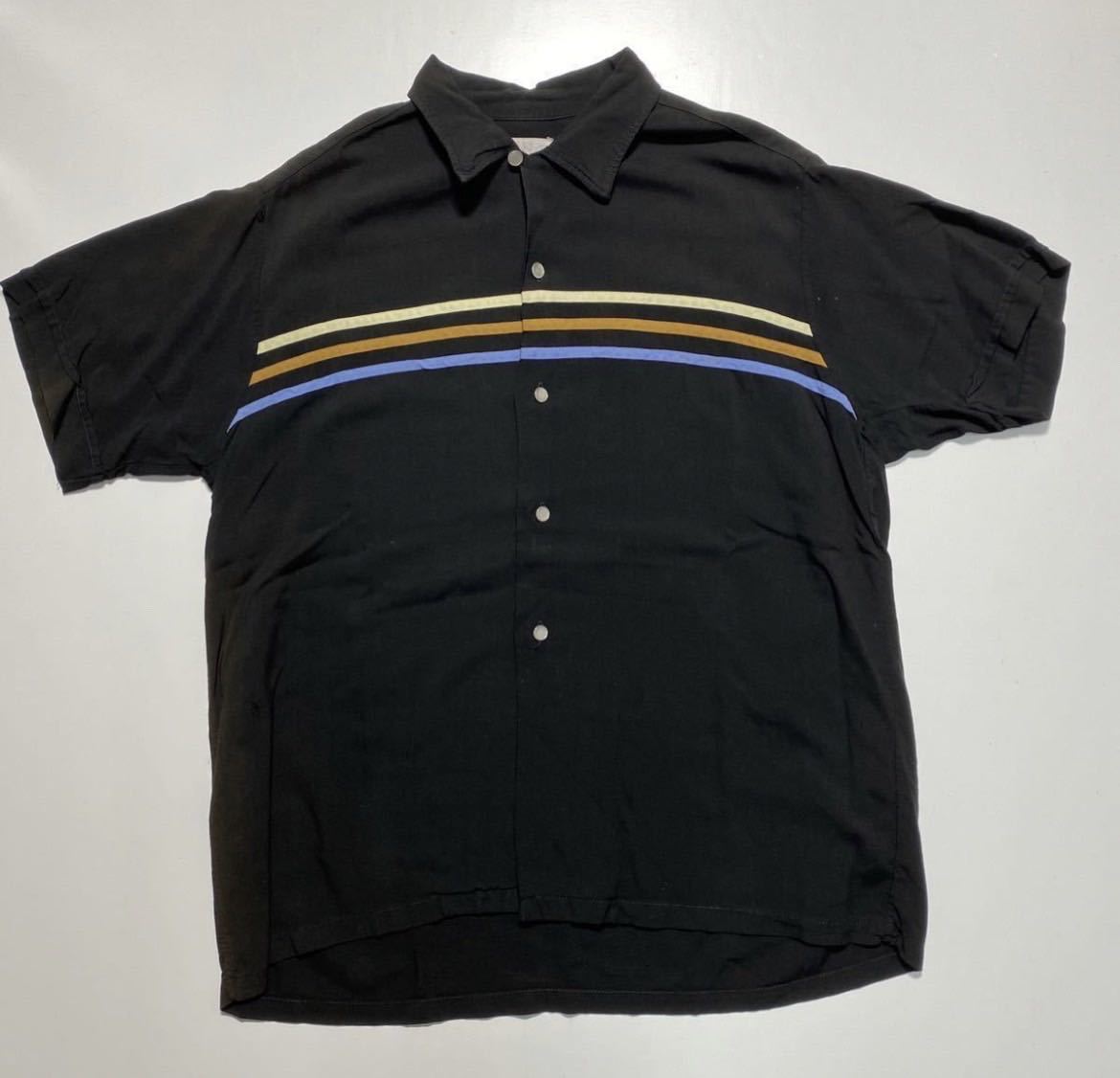 【L】60s Vintage California Palm S/S Rayon Shirt Black 60年代 ヴィンテージ カリフォルニアパルム 半袖 レーヨン シャツ ブラック R3