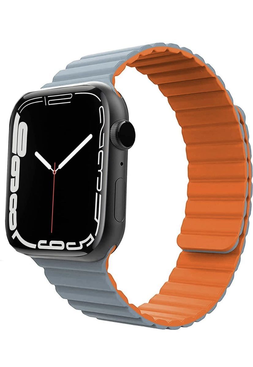 Apple Watch バンド シリコン アップルウォッチ バンド 磁吸引式ループ スポーツバンド　マグネット44/45/49mmと38/40/41mm 2本セット