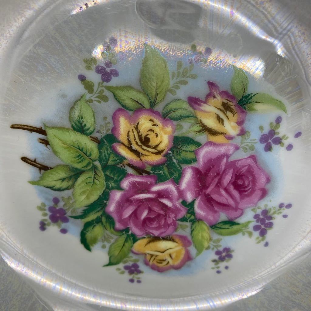 サラダセット 花柄 薔薇 シェル加工 盛り皿 取り皿 鉢 レトロ 2505_画像3