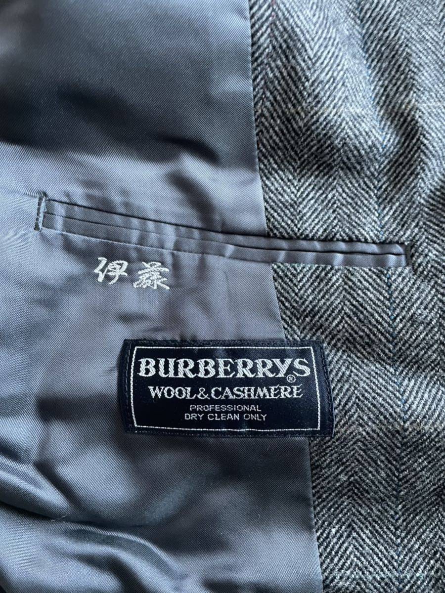 【良品】　90s　BURBERRYS　バーバリー　高級カシミヤ混　ウールコート　グレー　チェック柄　カシミヤ50%　メンズ　Mサイズ相当　正規品_画像7