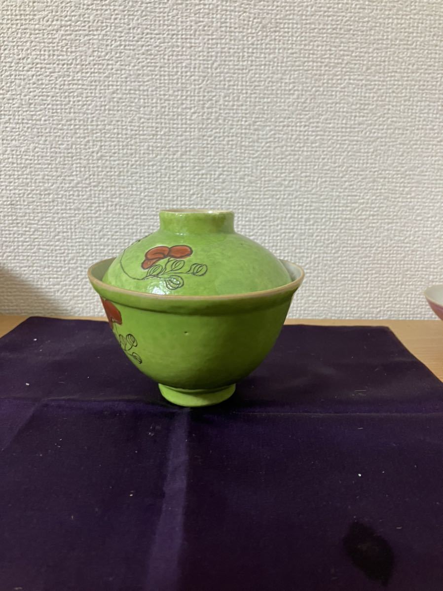 十錦手新渡色絵蓋碗5の2 在銘有り 骨董品 古美術 中国美術 清朝 青花
