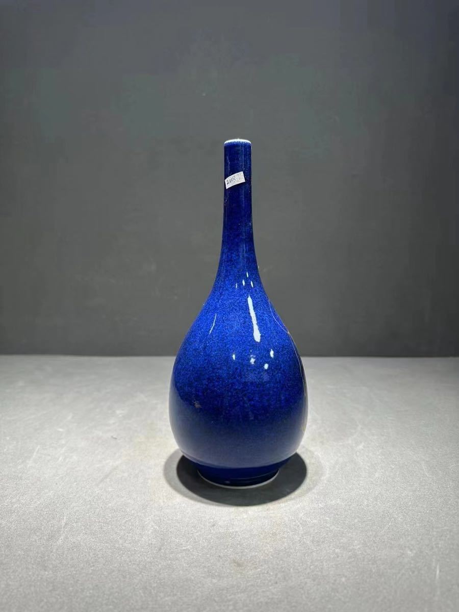 代】瑠璃色花瓶 骨董品 古美術 中国美術 清朝 青花 陶磁器 粉彩