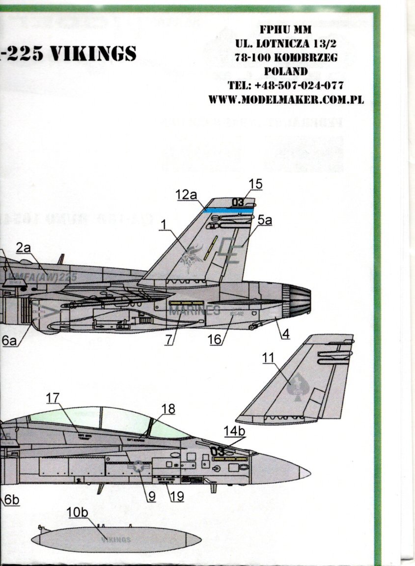 1/72 Model Maker Decal モデルメーカーデカール D72054  McDonnell-Douglas F/A-18D VMFA-225 Vikings の画像1