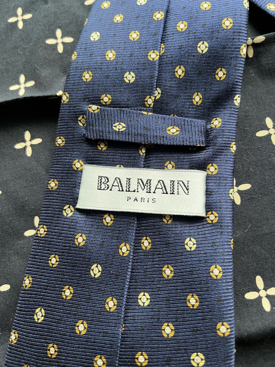バルマン BALMAIN ネクタイ ネイビー イタリア製 ハンドメイド
