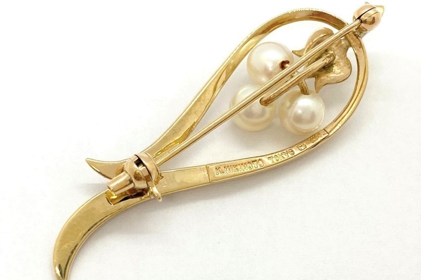 MIKIMOTO ミキモト K14アコヤパールブローチ NO.61571