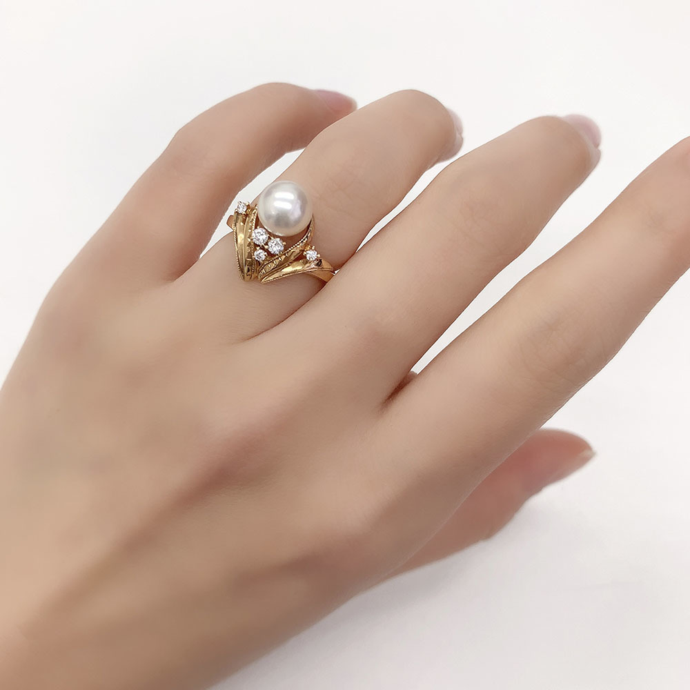 タサキ リング TASAKI 田崎 あこや真珠 7.6mm ダイヤモンド アコヤ