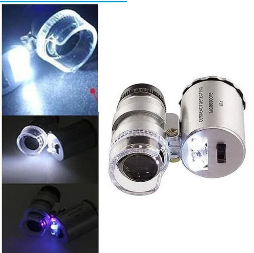 ミニ60倍率×顕微鏡 LEDジュエリールー ぺUV通貨検出器ポータブル拡大鏡拡大鏡 LEDライト付き　顕微鏡_画像1