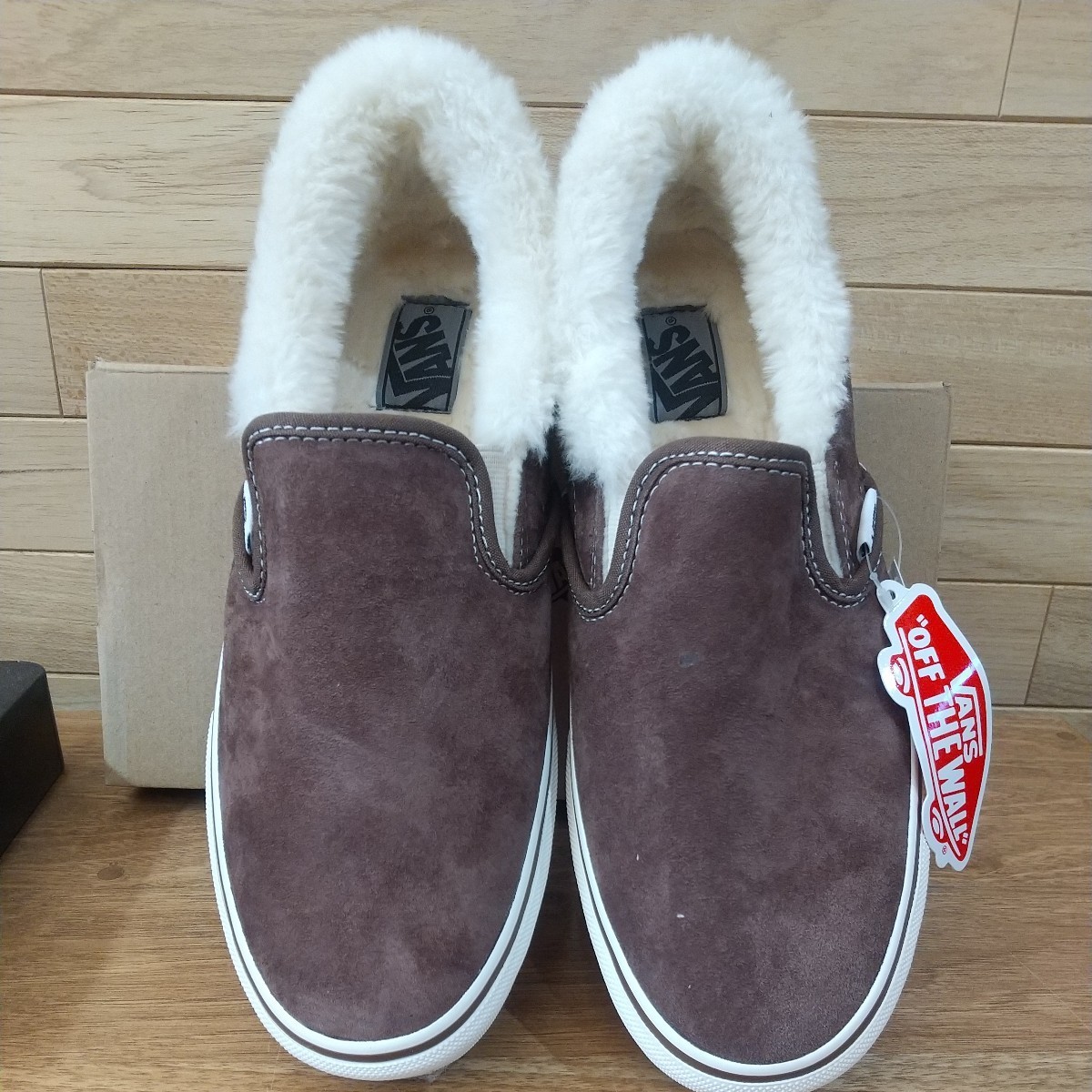 27.5cm 新品正規品 VANS V98CF FUR SLIP ON CHOCO バンズ スリッポン ファー チョコ ブラウン メンズ スニーカー 619651-0001_画像2