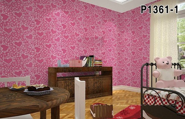 p1361-1　ハート　パターン　ピンク　はがせる　リフォーム　壁紙　シール　リメイクシート　多用途　ウォールステッカー