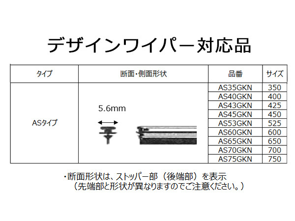 NWB グラファイト ワイパー 替えゴム 1箱10本入 AS60GKN ASタイプ 600mm 幅5.6mm 金属レールなし 化粧箱入 デンソーワイパーシステムズ_画像2