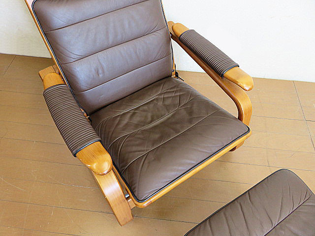 希少品/ヴィンテージ 冨士ファニチア 北欧スタイル本革パーソナル