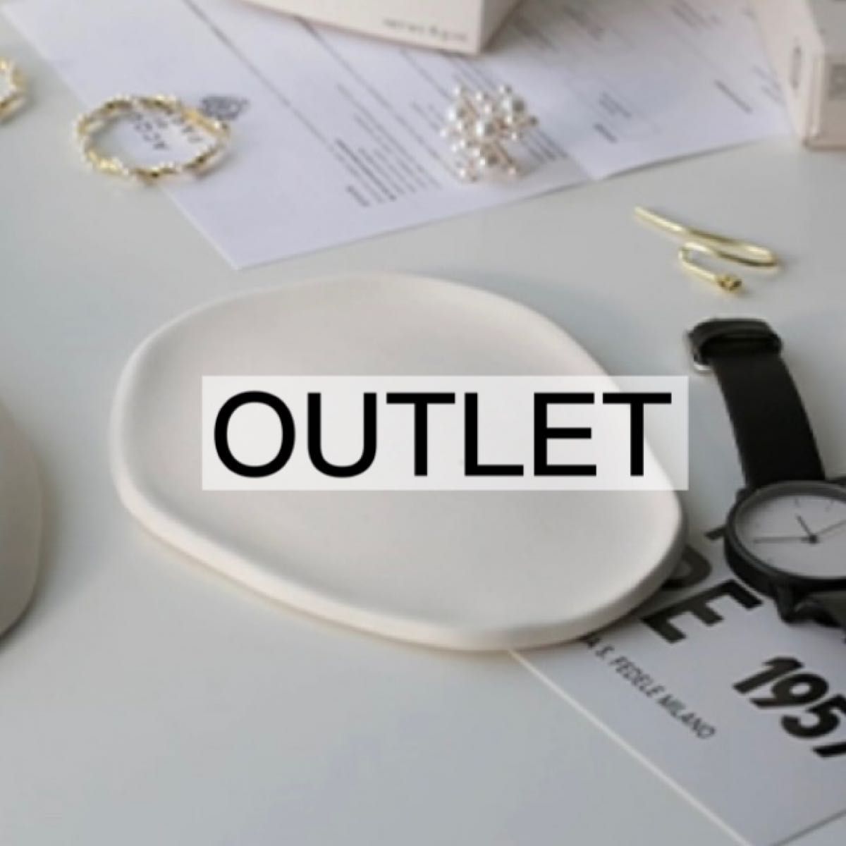 OUTLET&お得　新品　韓国 トレイ アクセサリートレー ホワイト ウェーブ