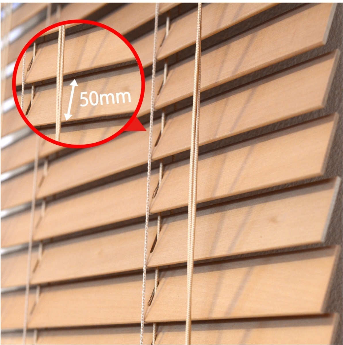 窓枠に合わせてサイズ加工が可能 高品質 木製 ウッド ブラインド オーダー可 スラット(羽根)幅50mm 幅91～100cm×高さ101～150cm_画像2