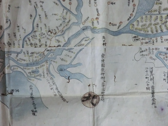 超大特価 古地図古文書○宝暦11年 4色木版画 下総国絵図 古地図