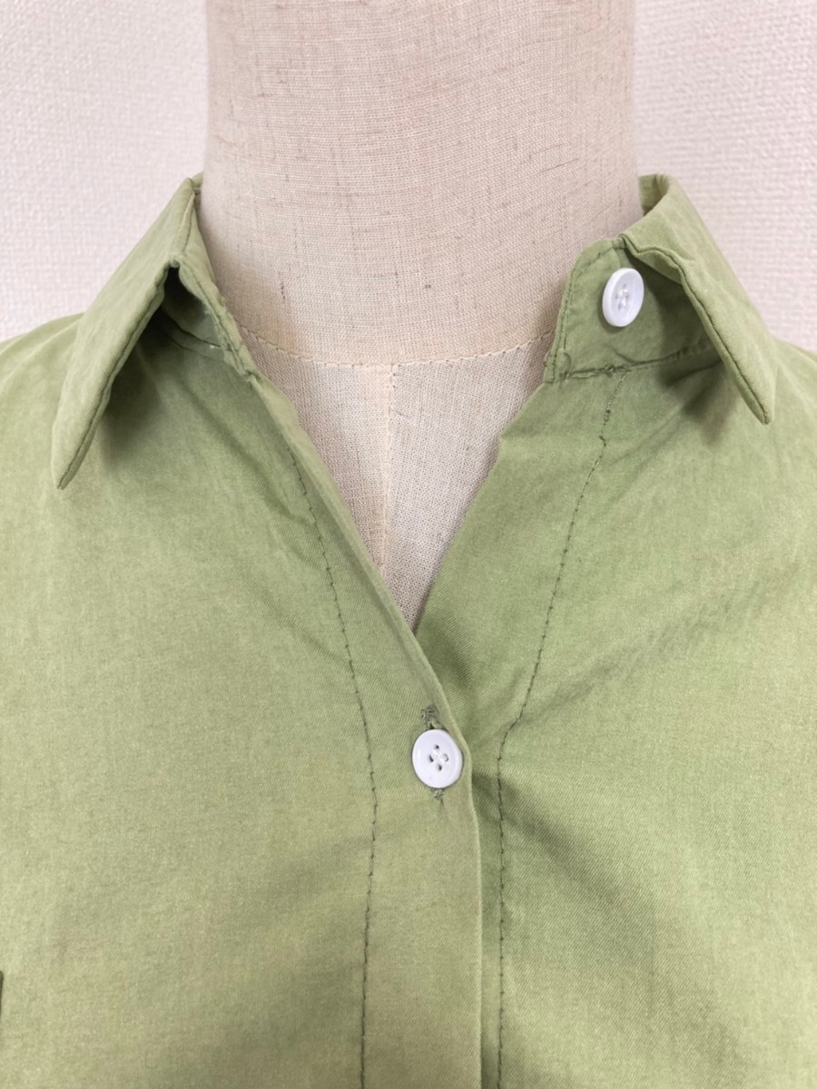 訳あり 長袖 シャツ カーキ 緑 レディース 2XL 長袖 羽織り 韓国ファッション ビッグシルエット オーバーサイズ 春 新品 未使用品 