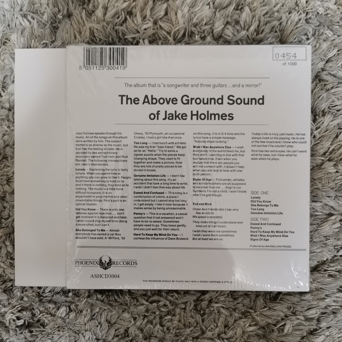 中古 JAKE HOLMES ABOVE GROUND SOUND OF JAKE HOLMES CD ASHCD3004 1000限定盤 LED ZEPPELIN_画像2