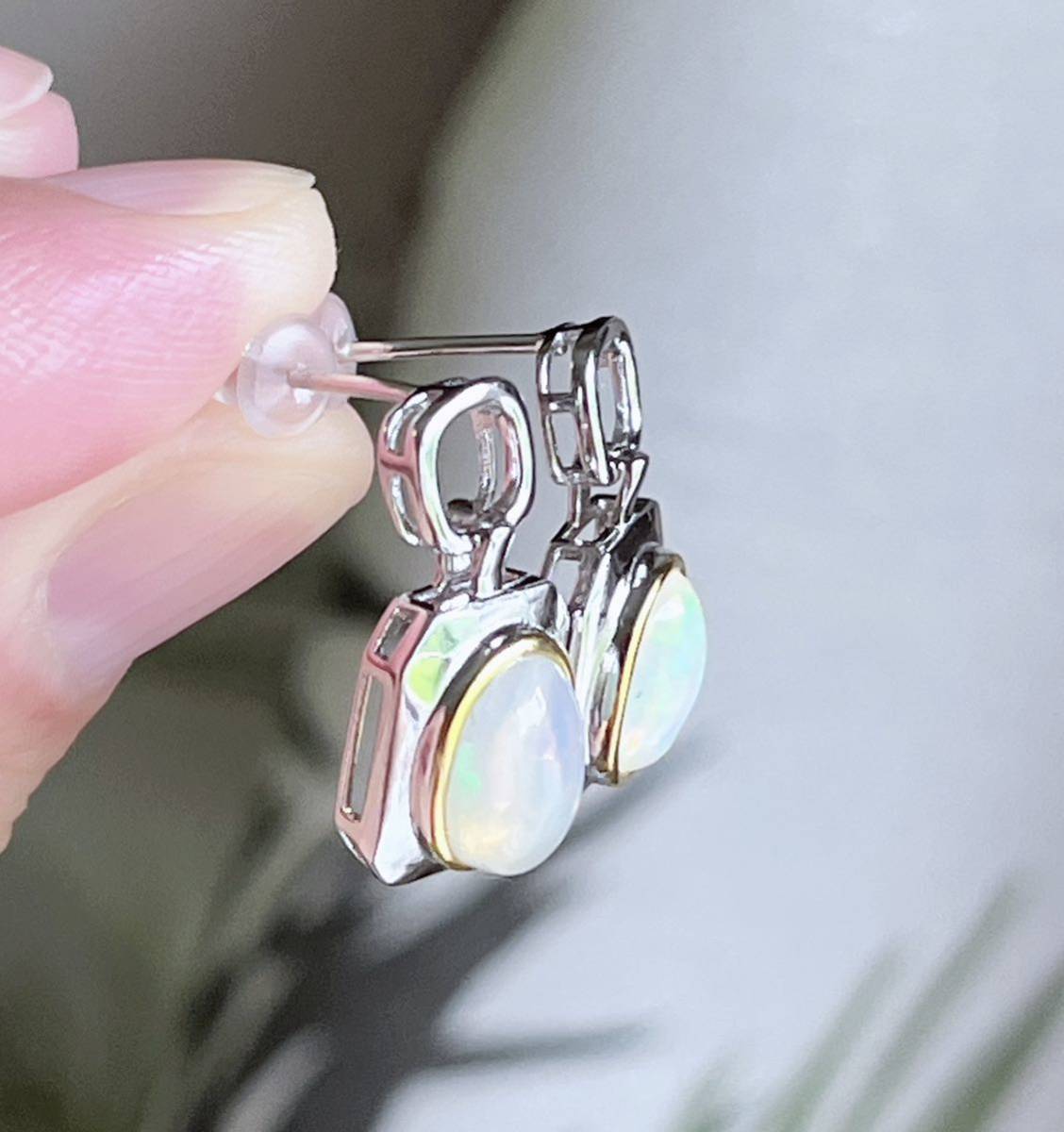  natural stone excellent article silver opal s925 earrings (A2777)