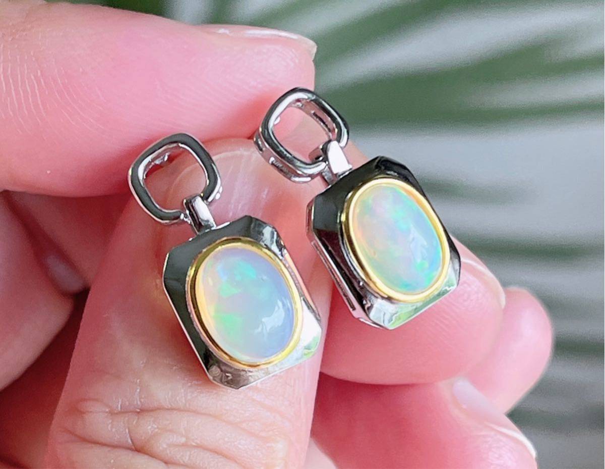  natural stone excellent article silver opal s925 earrings (A2777)