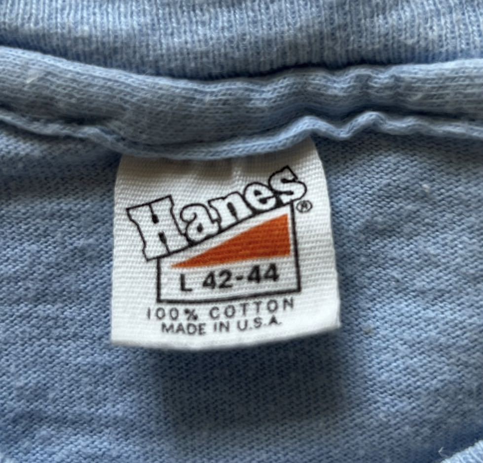 レアカラー水色 マスコットキャラクター 希少 70's 70年代 Hanes ヘインズ 三角タグ VINTAGE ビンテージ USA製 アメリカ製 100%コットン L_画像7