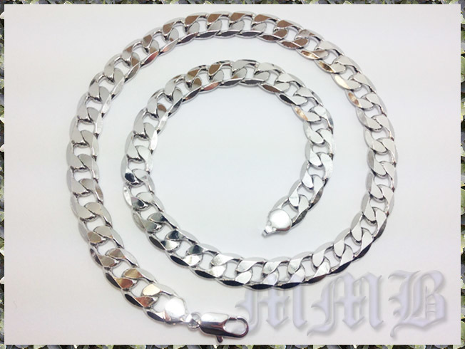 [NECKLACE] 18K WHITE GOLD FILLED シャイニング ホワイトゴールド 6面カット喜平チェーン ネックレス 10x600mm (70g) 【送料無料】_画像1