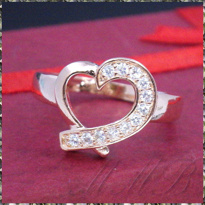 [RING] Rose Gold Loving Heart ビューティフル クリスタルCZ ラビングハート ローズゴールド リング 13号_画像7