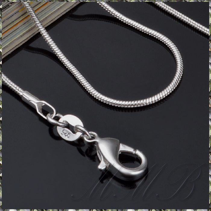 [NECKLACE] 925 Sterling Silver Plated Snake Chain シルバー スリム スネーク チェーン ネックレス φ1.1x600mm (5.5g)_画像2