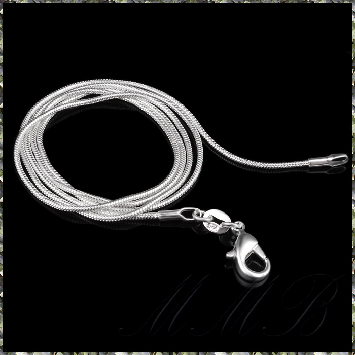 [NECKLACE] 925 Sterling Silver Plated Snake Chain シルバー スリム スネーク チェーン ネックレス φ1.1x600mm (5.5g)_画像3