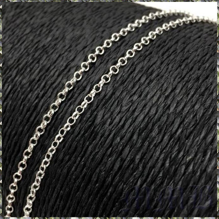 [NECKLACE] 925 Sterling Silver Plated Round Link Rolo ラウンド 丸アズキ チェーン シルバー ネックレス 2.5x520mm (5.1g) 【送料無料】_画像1