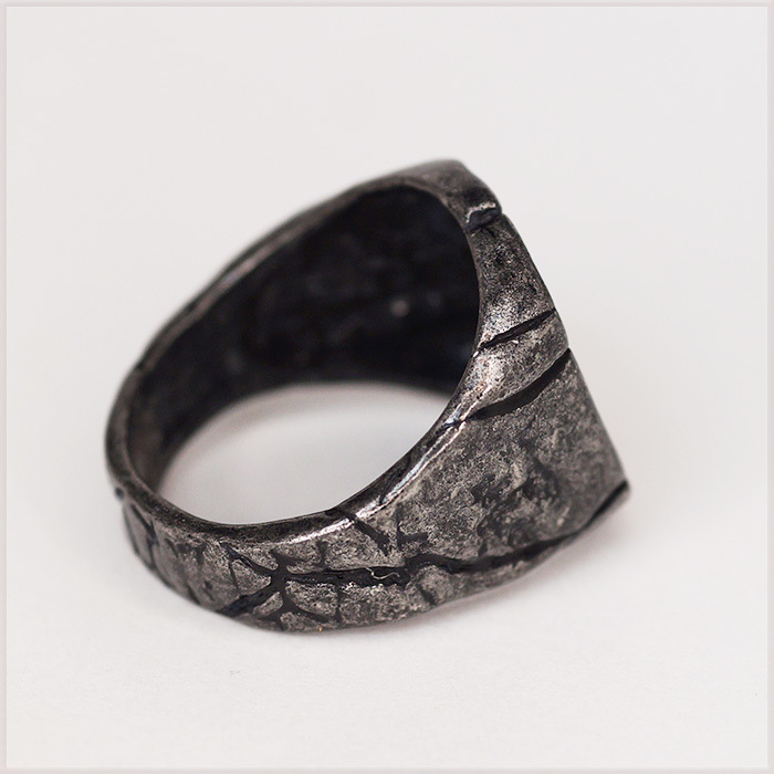 [RING] Black Silver Stone Design ヒビ割れた 岩石 ストーン デザイン ヴィンテージ ブラック シルバー リング 25号_画像6