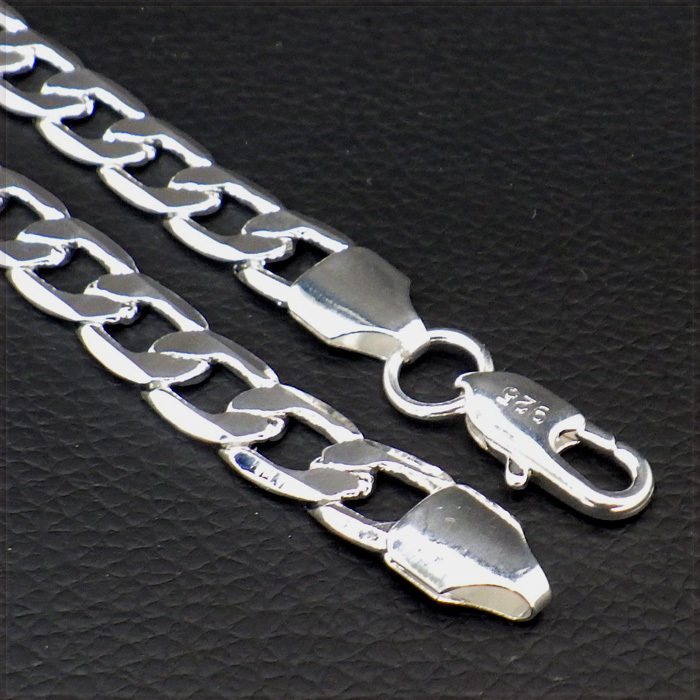 [BRACELET] 925 Sterling Silver Plated 6面カット オーバル 喜平 チェーン シルバー ブレスレット 7.5x200mm (12.5g) 【送料無料】の画像5