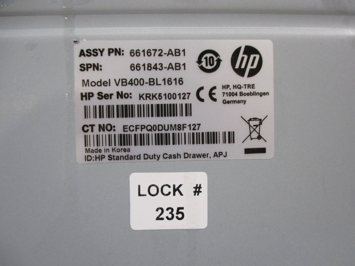 HP Standard Cash Drawer VB400-BL1616 外箱あり管理番号E-1203_画像10