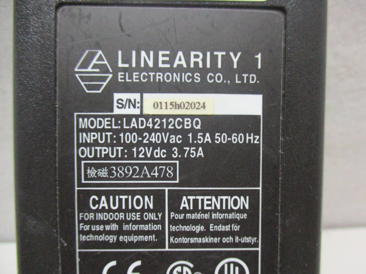 LINEARITY 1 LAD4212CBQ ACアダプタ 12V/3.75A 通電確認済　管理番号AC-360_画像3