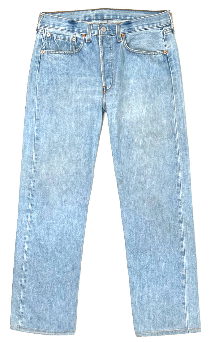 希少イギリス製 1990s LEVI'S 501 W34 L30 MADE IN UK(299) Indigoオールドユーロリーバイス デニムパンツ インディゴ 縦落ちの画像1