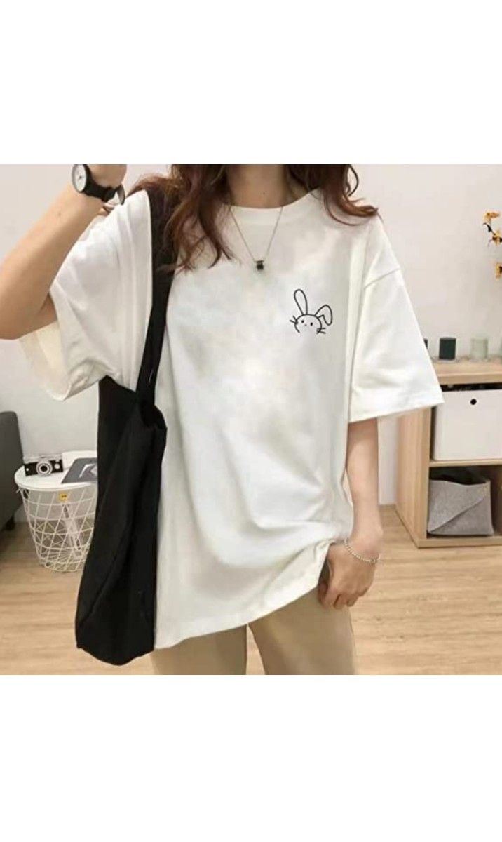 Tシャツ レディース 半袖 ゆったり 綿 ビッグシルエット Uネック カットソー カジュアル かわいい ファッション夏