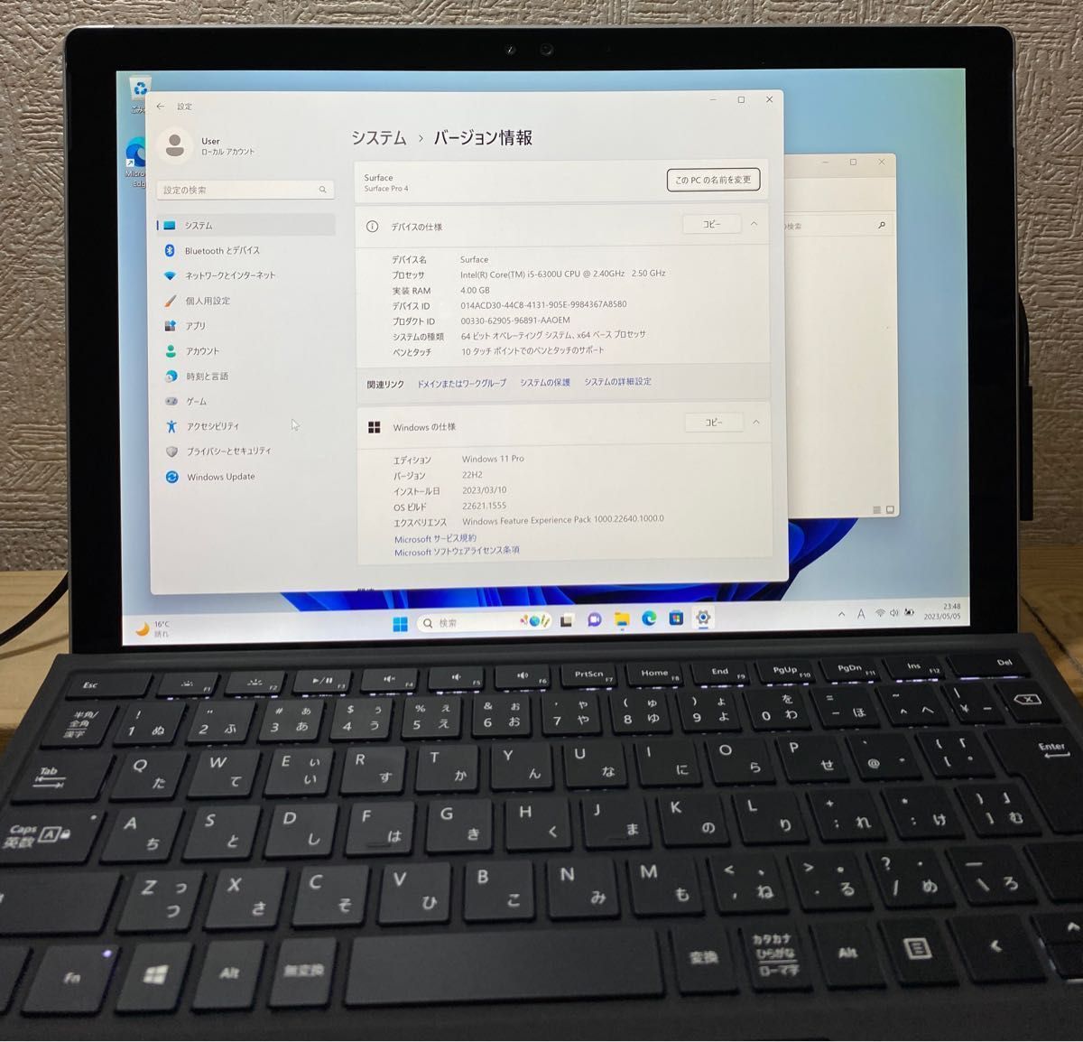 Microsoft Surface Pro4◆12.3型/i5/4GB/128GB win11 Open Office