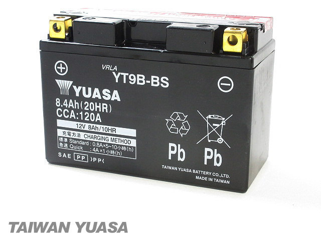 台湾ユアサバッテリー YUASA AGM YT9B-BS ◆ GT9B-4 FT9B-4 DT9B-4 互換 T-MAX SJ02 SJ04 YZF-R6 XT660X YZF750R7_画像3