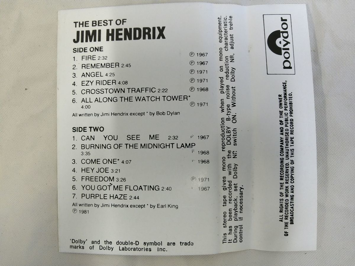 【カセットテープ⑫】【動作可能】THE BEST OF JIMI HENDRIX　【型番：TC-2311　108】_画像5