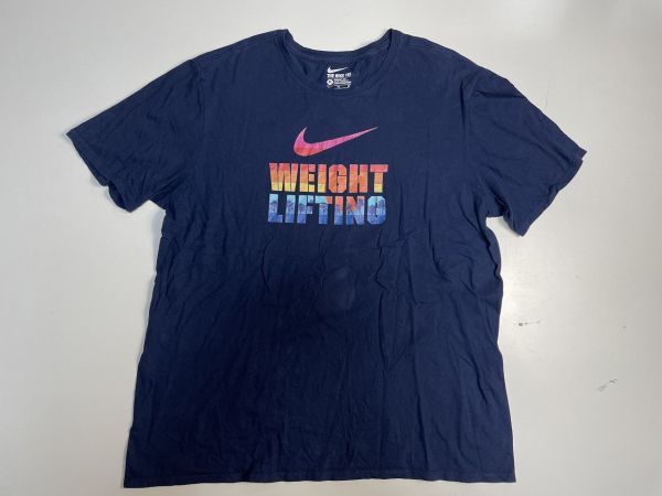 ☆ビッグサイズ US古着 NIKE ナイキ Tシャツ 半袖 プリント ネイビー紺【XL】コットン　　　　　　◆3766◆_画像4