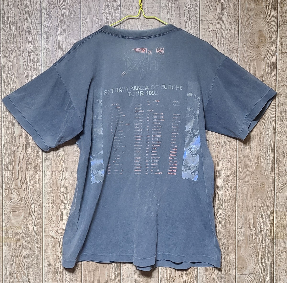 90s DEATH デス ツアーTシャツ HUMAN 1992 europe tour tee ゴールデン